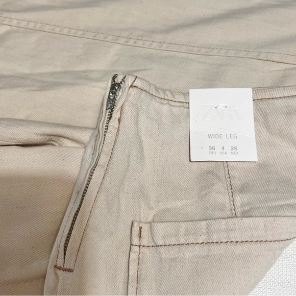 ZARA BEADED HIGH RISE WIDE LEG COTTON JEANS Z1975 4 NWT - Picture 9 of 11